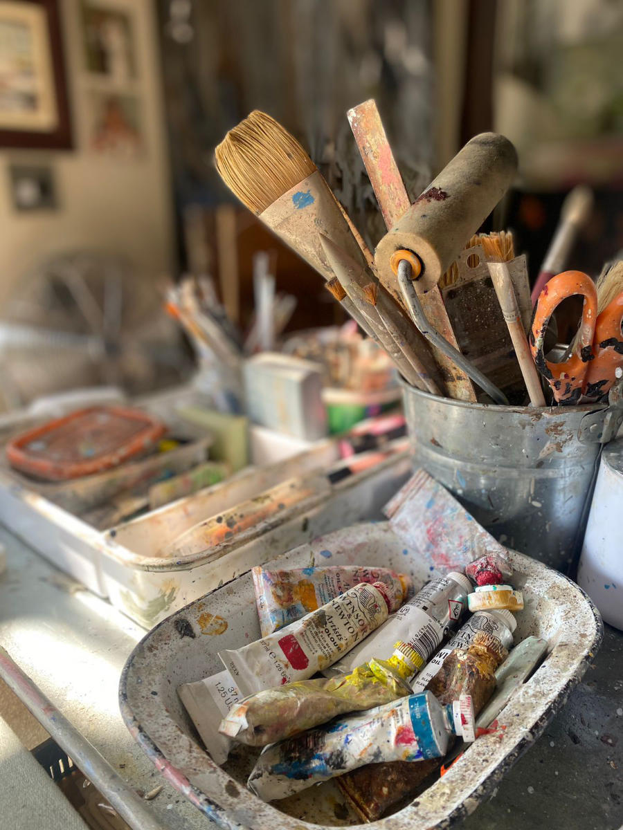 Nicole's paint brushes and paints